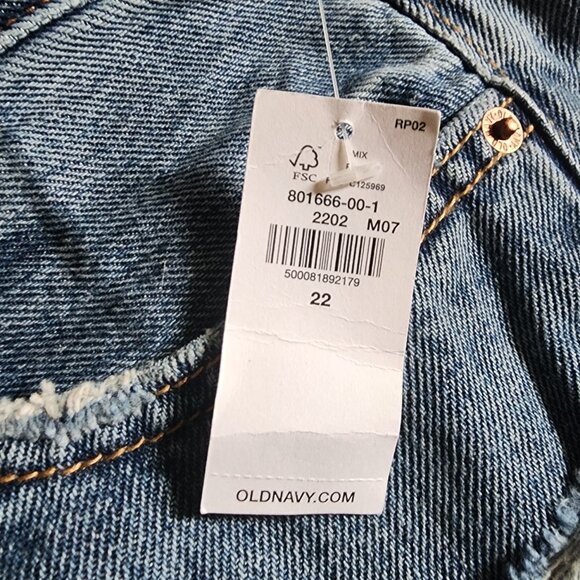 Old Navy Jeans Womens Plus Size 22 High Rise Slouchy Taper Blue Denim‎ New NWT - Picture 3 of 7